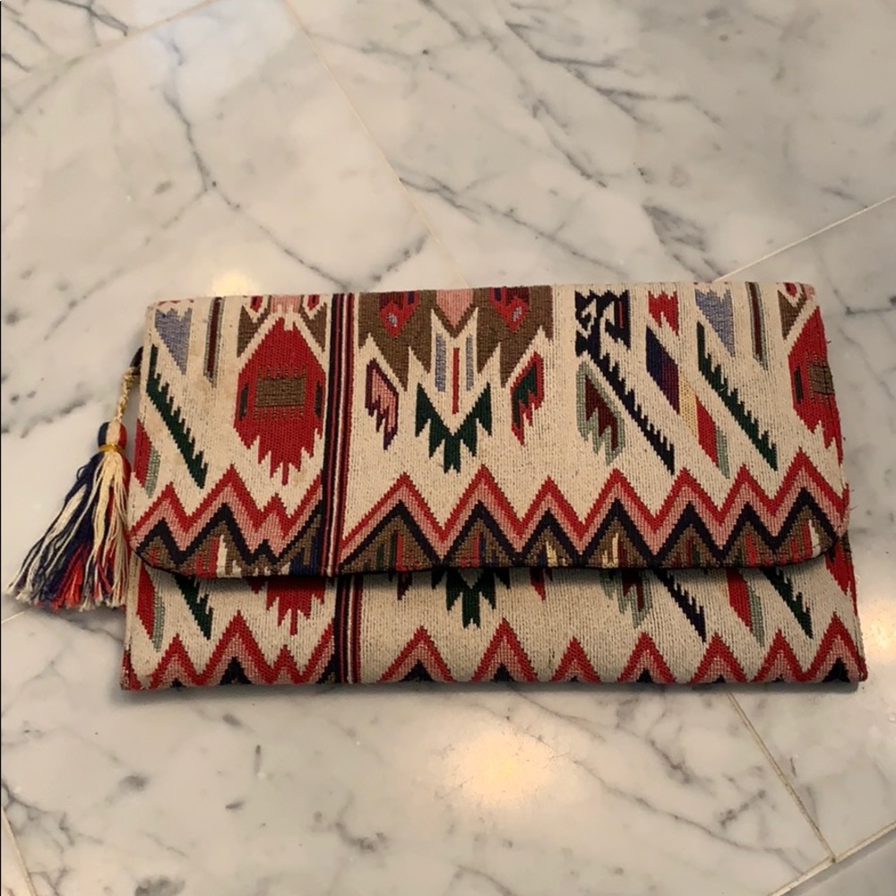 Multicolor Printed Clutch
